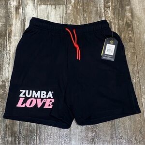 Zumba Fitness Unisex Black Shorts with Pink and Red Details